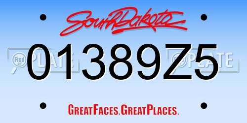 01389Z5 South Dakota License Plate