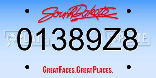 01389Z8 South Dakota License Plate