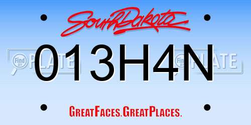 013H4N South Dakota License Plate