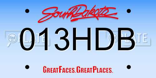 013HDB South Dakota License Plate