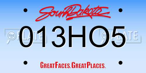 013HO5 South Dakota License Plate