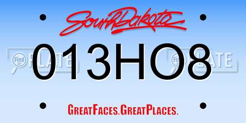 013HO8 South Dakota License Plate