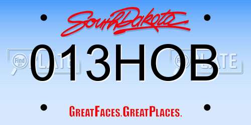 013HOB South Dakota License Plate