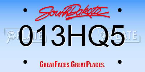 013HQ5 South Dakota License Plate