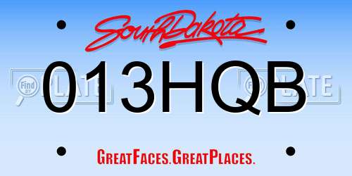 013HQB South Dakota License Plate