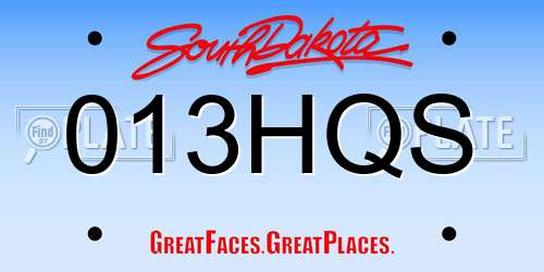 013HQS South Dakota License Plate