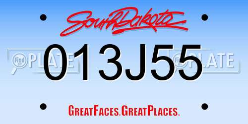 013J55 South Dakota License Plate