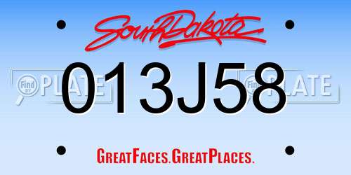 013J58 South Dakota License Plate