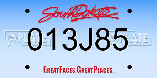 013J85 South Dakota License Plate