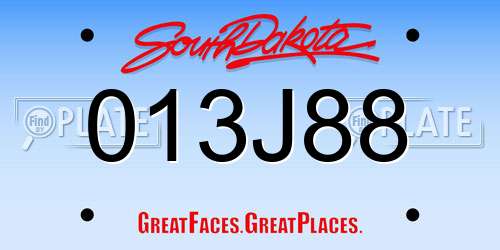 013J88 South Dakota License Plate