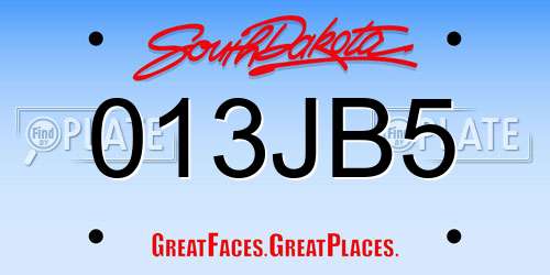 013JB5 South Dakota License Plate