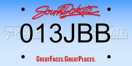 013JBB South Dakota License Plate