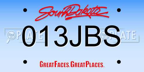 013JBS South Dakota License Plate