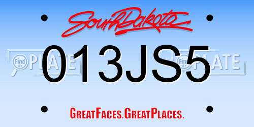 013JS5 South Dakota License Plate