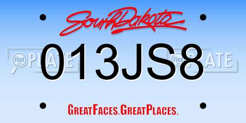 013JS8 South Dakota License Plate