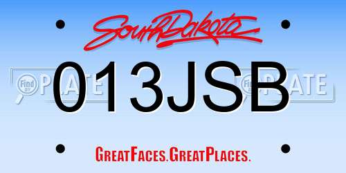 013JSB South Dakota License Plate