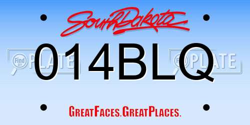 014BLQ South Dakota License Plate