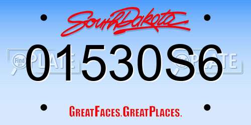 01530S6 South Dakota License Plate