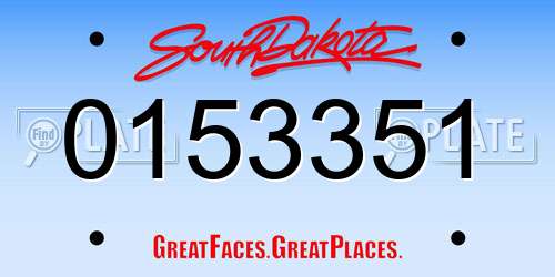 0153351 South Dakota License Plate