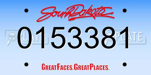 0153381 South Dakota License Plate