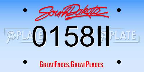0158II South Dakota License Plate