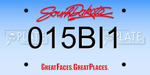 015BI1 South Dakota License Plate