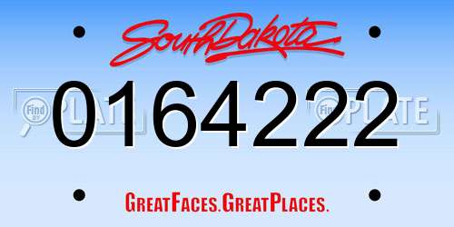 0164222 South Dakota License Plate