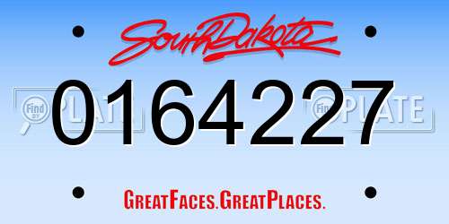 0164227 South Dakota License Plate