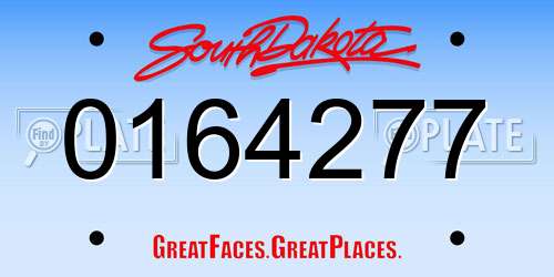 0164277 South Dakota License Plate