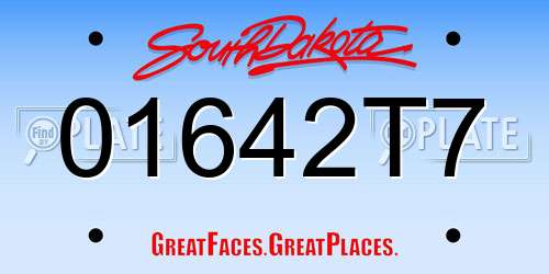 01642T7 South Dakota License Plate