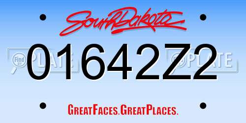 01642Z2 South Dakota License Plate