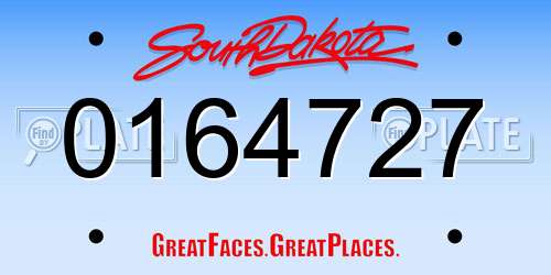 0164727 South Dakota License Plate
