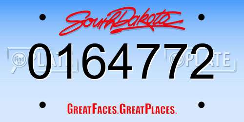 0164772 South Dakota License Plate