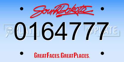 0164777 South Dakota License Plate