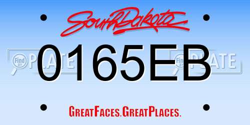 0165EB South Dakota License Plate