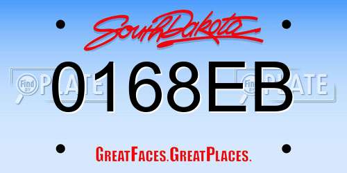 0168EB South Dakota License Plate