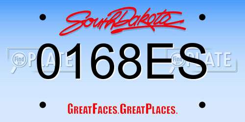 0168ES South Dakota License Plate