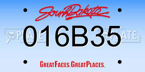 016B35 South Dakota License Plate