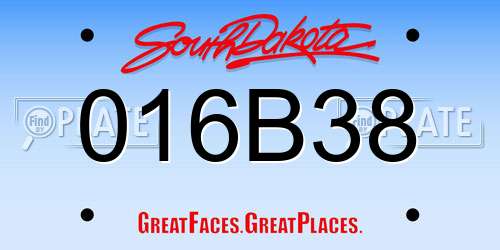 016B38 South Dakota License Plate