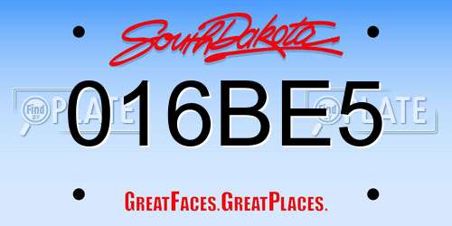 016BE5 South Dakota License Plate