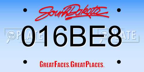 016BE8 South Dakota License Plate