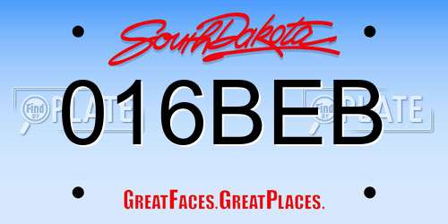 016BEB South Dakota License Plate