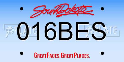 016BES South Dakota License Plate