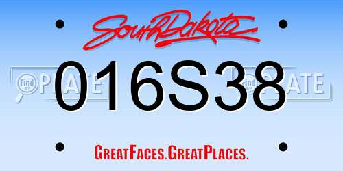 016S38 South Dakota License Plate