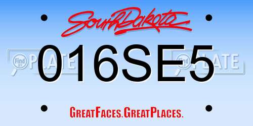 016SE5 South Dakota License Plate