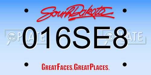 016SE8 South Dakota License Plate
