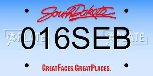 016SEB South Dakota License Plate