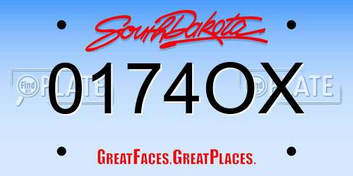 0174OX South Dakota License Plate