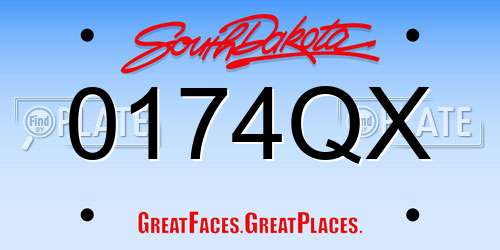 0174QX South Dakota License Plate