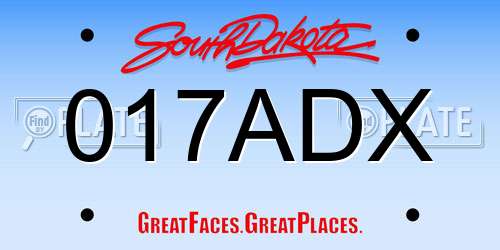 017ADX South Dakota License Plate